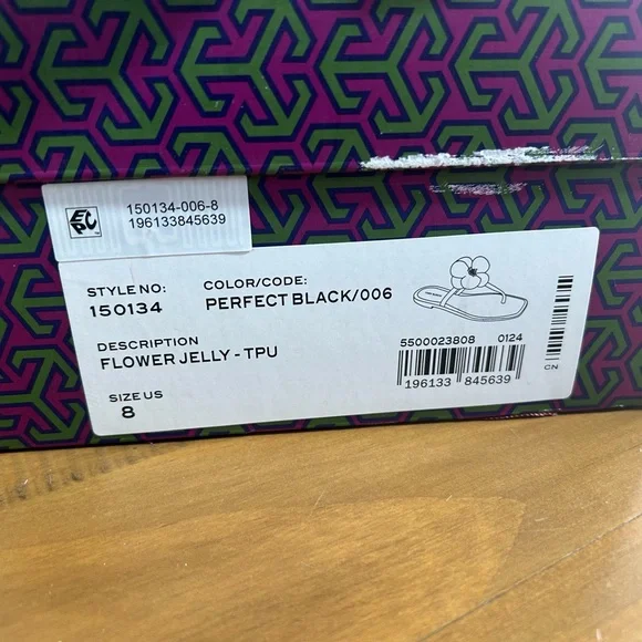 ***New****Tory Burch Perfect Black Flower Jelly Sandals - Picture 8 of 15